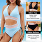 High Waisted Tummy Control Color Block Bikini Set