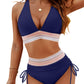 High Waisted Tummy Control Color Block Bikini Set