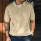 Herren Vintage Lose Revers Kurzärmeliges Top