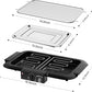 🌟Elektrischer Grill, rauchfreier Antihaft-Grill für drinnen und draußen, 2000 W, leistungsstarker tragbarer Grill mit abnehmbarem Ständer und zwei Heizelementen für Grillpartys (elegantes Schwarz)