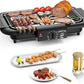🌟Elektrischer Grill, rauchfreier Antihaft-Grill für drinnen und draußen, 2000 W, leistungsstarker tragbarer Grill mit abnehmbarem Ständer und zwei Heizelementen für Grillpartys (elegantes Schwarz)