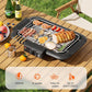 🌟Elektrischer Grill, rauchfreier Antihaft-Grill für drinnen und draußen, 2000 W, leistungsstarker tragbarer Grill mit abnehmbarem Ständer und zwei Heizelementen für Grillpartys (elegantes Schwarz)