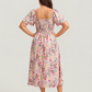 ⏰Sommer Heißer Verkauf 70% RABATT💃Geblümtes Smock-Kleid mit eckigem Ausschnitt und Taschen