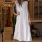 👗62% Rabatt🌸Ärmelloses, gestuftes langes Damenkleid mit V-Ausschnitt und Knöpfen