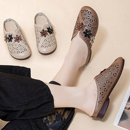 🔥Floral design women's elegant PU leather slide sandals💥