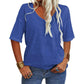 🔥Unifarbenes Damen-T-Shirt mit V-Ausschnitt