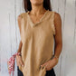 Ärmelloses T-Shirt aus Leinen und Baumwolle für Damen