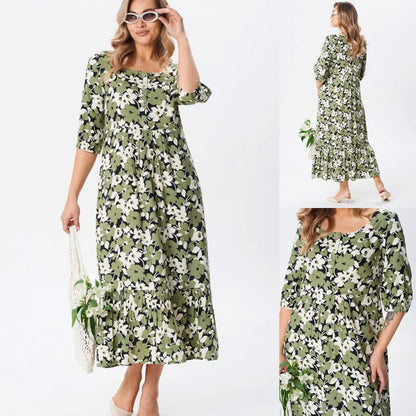 ⏳Begrenzte Zeit 50% Rabatt💥Damen Casual Floral Slim Half Sleeve Kleider