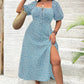 🩷👗Kurzärmliges Kleid mit geteiltem Blumendruck