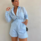 💕Eleganter Zweiteiler für Damen: Langarmshirt & Shorts