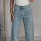 ✨2025 Hot Sale - 50% Rabatt✨👗Jeans mit geradem Bein und Strasssteinen