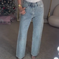 ✨2025 Hot Sale - 50% Rabatt✨👗Jeans mit geradem Bein und Strasssteinen
