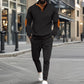 Herren lässiges Set aus Strick-Sweatshirt mit Halbzipper und Hose