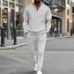 Herren lässiges Set aus Strick-Sweatshirt mit Halbzipper und Hose