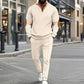 Herren lässiges Set aus Strick-Sweatshirt mit Halbzipper und Hose