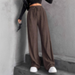 Strukturierte, gerippte Hose mit elastischem Bund und Kordelzug für Damen mit w