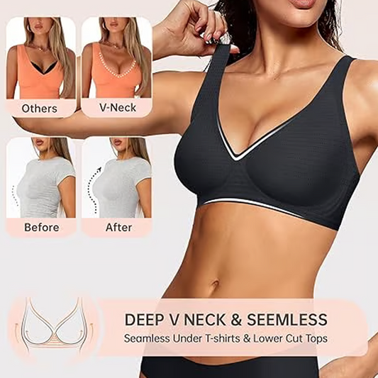 👙 40% RABATT!💕 Nahtloser, kabelloser Push-up-BH für Damen – Tiefes V