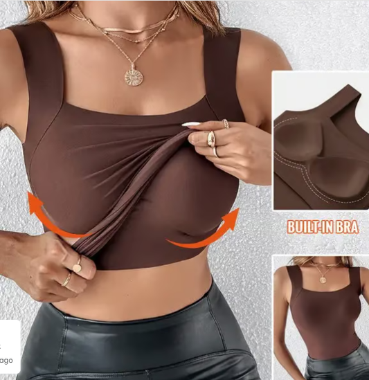 Damen Thermo-Tanktop mit U-Ausschnitt und integriertem BH