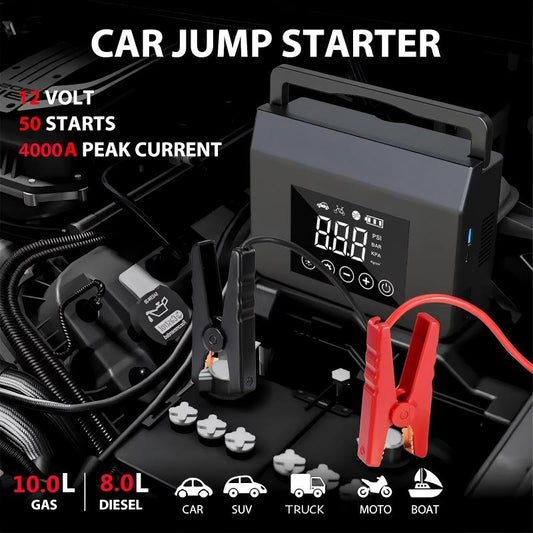 2026 Neu! 🚗 Tragbarer Auto Starthilfe Booster & Luftkompressor ⚡ Schnellstart & Reifenaufpumpen 🔥 Jetzt 49% Rabatt!