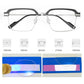 Neue quadratische Lesebrille mit flachen Gläsern und hochauflösendem Blaulichtschutz