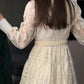 🔥Solange der Vorrat reicht 50 % Rabatt!🎉Vintage besticktes Kleid mit Laternenärmeln
