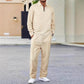Herren Waffelstrick-Set: Sweatshirt & Hose mit geradem Bein