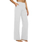 Damen-Freizeit-Yogahose mit hohem Bund aus Stretchmaterial in Uni-Farbe
