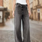 Jeans mit unregelmäßigem Schnitt, hoher Taille und Knöpfen für Damen