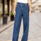 Jeans mit unregelmäßigem Schnitt, hoher Taille und Knöpfen für Damen