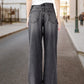 Jeans mit unregelmäßigem Schnitt, hoher Taille und Knöpfen für Damen