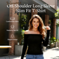 Langärmliges Slim-Fit-T-Shirt für Damen mit schulterfreiem Ausschnitt