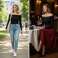 Langärmliges Slim-Fit-T-Shirt für Damen mit schulterfreiem Ausschnitt