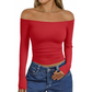 Langärmliges Slim-Fit-T-Shirt für Damen mit schulterfreiem Ausschnitt