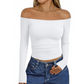 Langärmliges Slim-Fit-T-Shirt für Damen mit schulterfreiem Ausschnitt