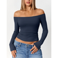Langärmliges Slim-Fit-T-Shirt für Damen mit schulterfreiem Ausschnitt