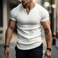 Einfarbiges Slim-Fit-Henley-Shirt für Herren
