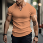 Einfarbiges Slim-Fit-Henley-Shirt für Herren