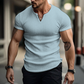 Einfarbiges Slim-Fit-Henley-Shirt für Herren