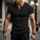 Einfarbiges Slim-Fit-Henley-Shirt für Herren