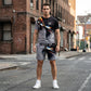 🔥Herren Sport & Freizeit Set: T-Shirt & Shorts mit abstraktem Print – Schnelltrocknend & bequem für Sommer🛍️